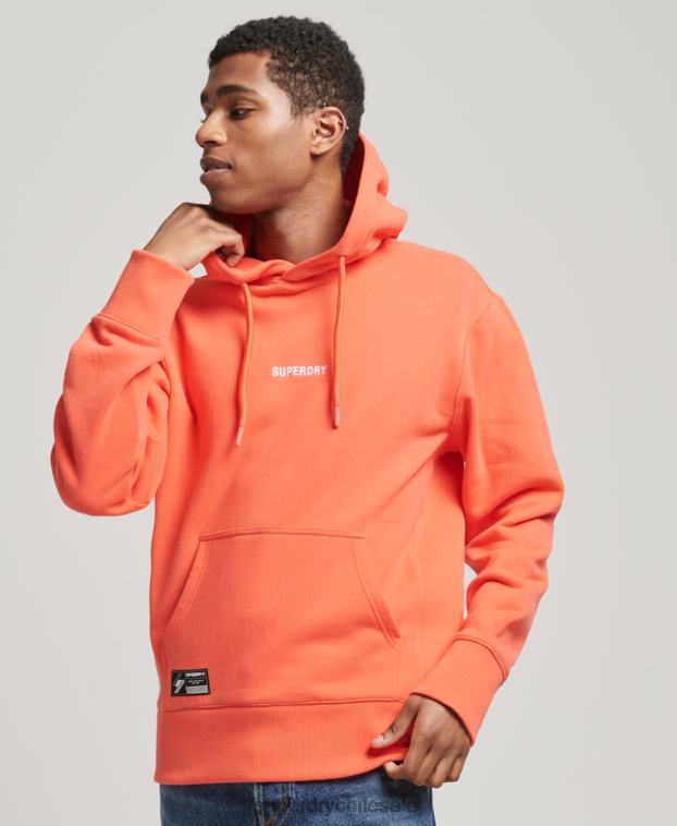 hombres Superdry coral sudadera con capucha y micro logo 2R68Z6012