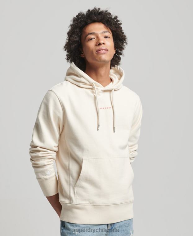 hombres Superdry crema sudadera con capucha y logo 2R68Z466