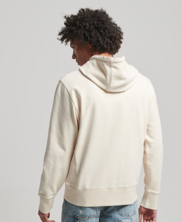 hombres Superdry crema sudadera con capucha y logo 2R68Z466
