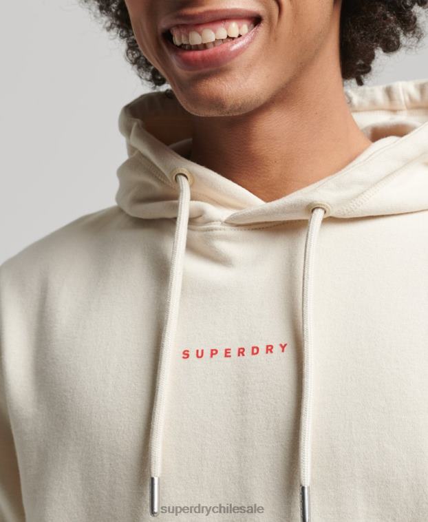 hombres Superdry crema sudadera con capucha y logo 2R68Z466