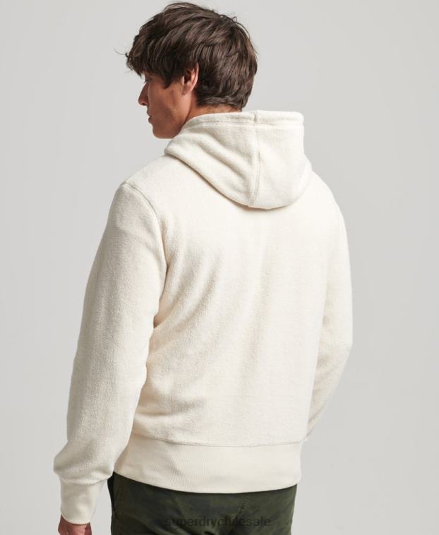 hombres Superdry crema sudadera con capucha y logo gráfico 2R68Z5221