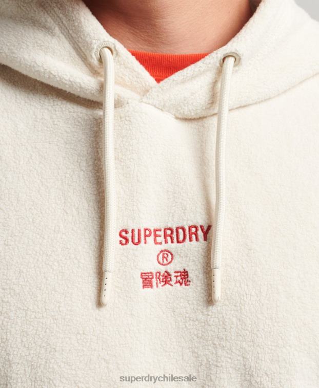 hombres Superdry crema sudadera con capucha y logo gráfico 2R68Z5221