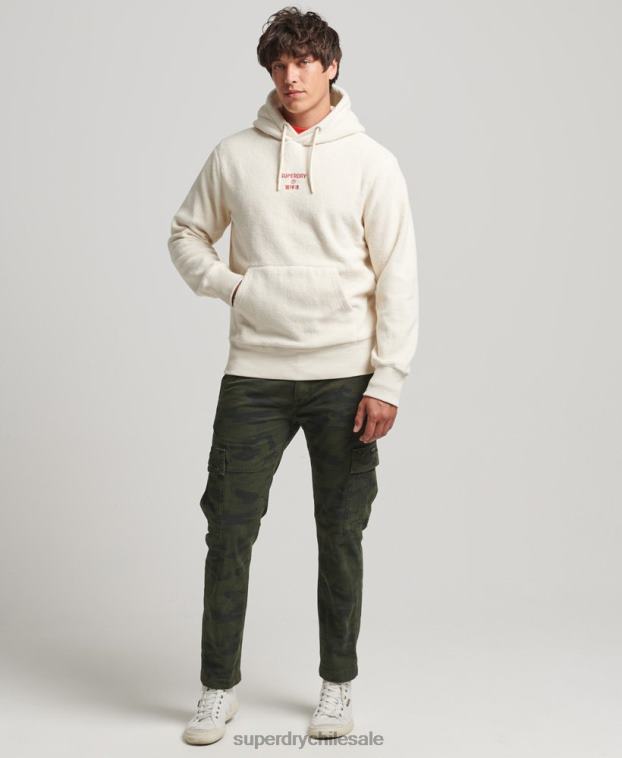hombres Superdry crema sudadera con capucha y logo gráfico 2R68Z5221