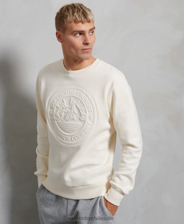 hombres Superdry crema sudadera con cuello redondo everest 2R68Z899