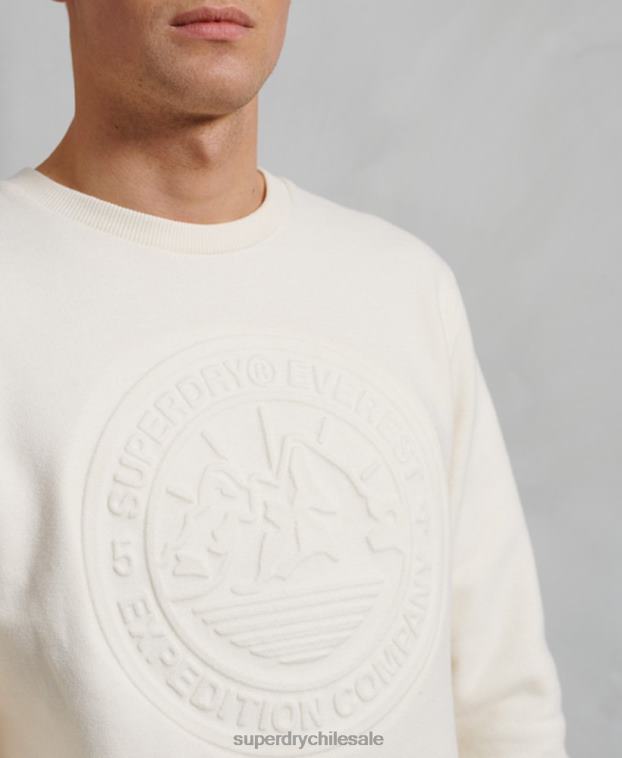 hombres Superdry crema sudadera con cuello redondo everest 2R68Z899