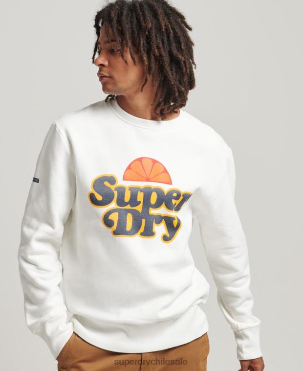 hombres Superdry crema sudadera cooper nostalgia crew 2R68Z5051