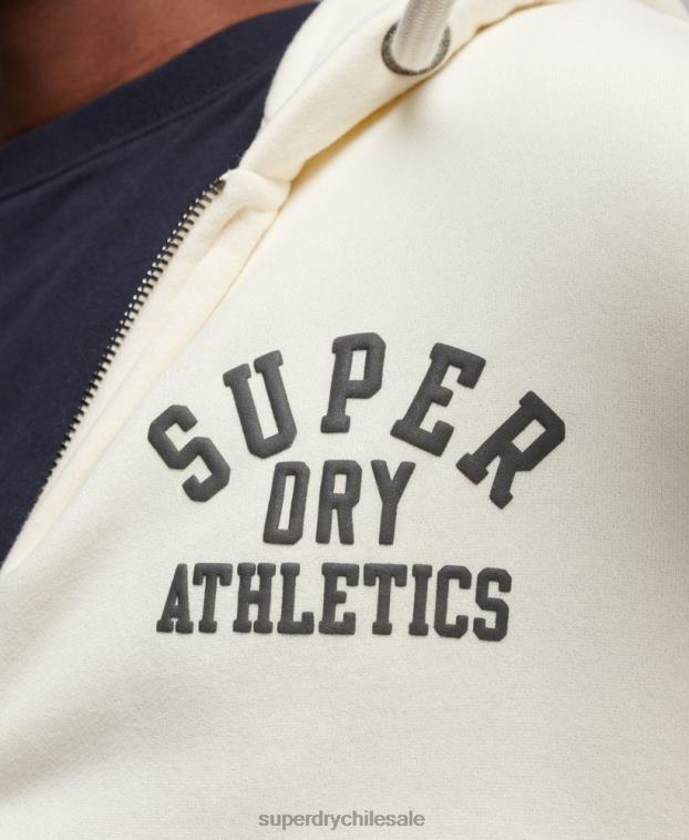hombres Superdry crema sudadera deportiva con capucha y cremallera 2R68Z492