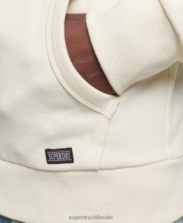 hombres Superdry crema sudadera deportiva con capucha y cremallera 2R68Z492