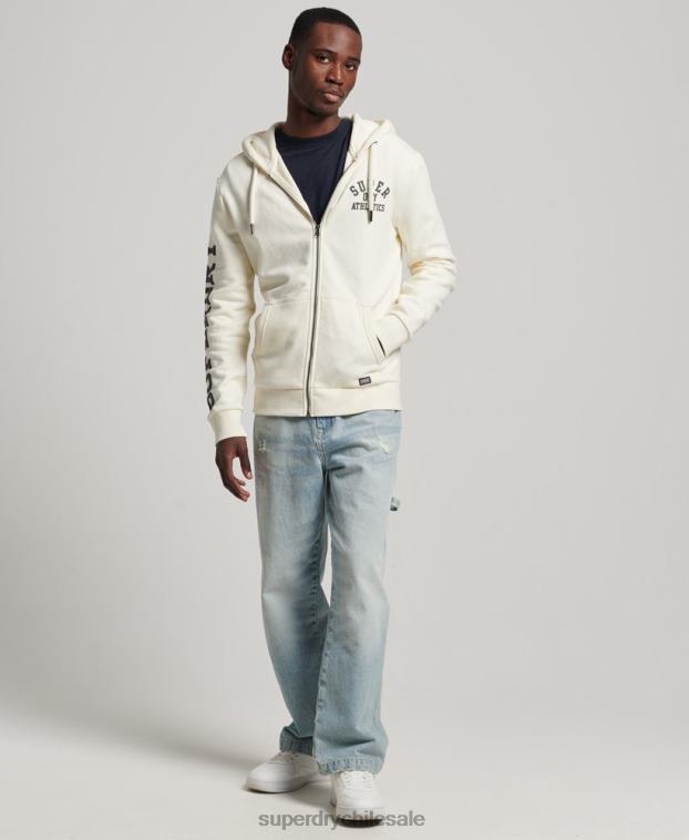 hombres Superdry crema sudadera deportiva con capucha y cremallera 2R68Z492