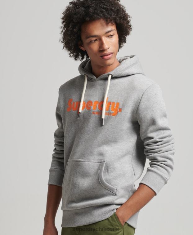 hombres Superdry gris claro sudadera con capucha clásica vintage 2R68Z607