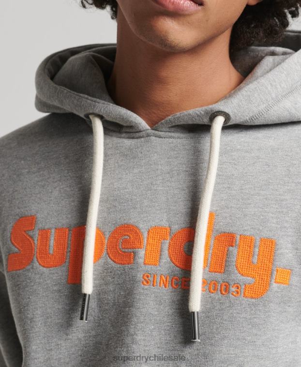 hombres Superdry gris claro sudadera con capucha clásica vintage 2R68Z607
