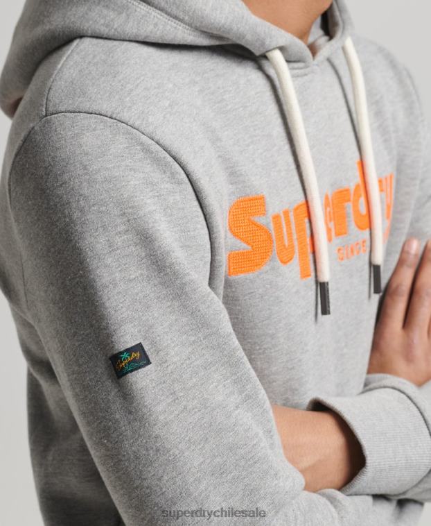 hombres Superdry gris claro sudadera con capucha clásica vintage 2R68Z607