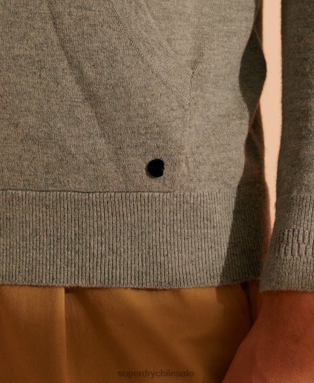hombres Superdry gris claro sudadera con capucha de punto de yak de edición limitada 2R68Z5354