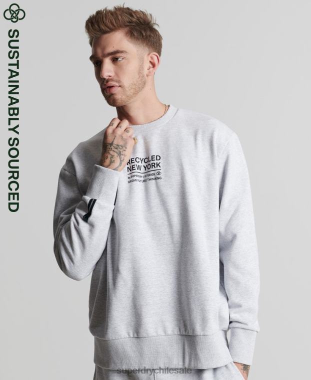 hombres Superdry gris claro sudadera con capucha reciclada 2R68Z5055