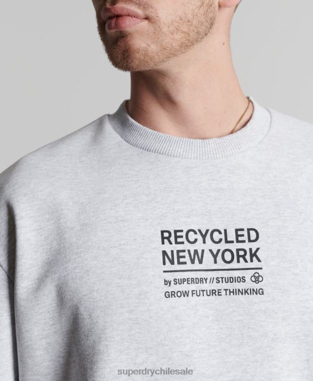 hombres Superdry gris claro sudadera con capucha reciclada 2R68Z5055