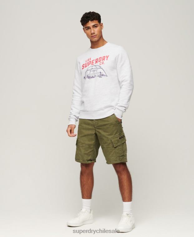 hombres Superdry gris claro sudadera con capucha vintage city souvenir 2R68Z550
