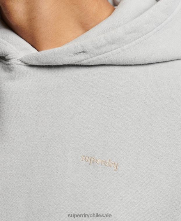 hombres Superdry gris claro sudadera con capucha vintage lavada 2R68Z570