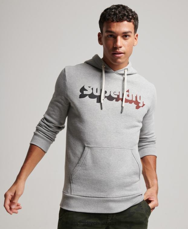 hombres Superdry gris claro sudadera con capucha vintage shadow 2R68Z706