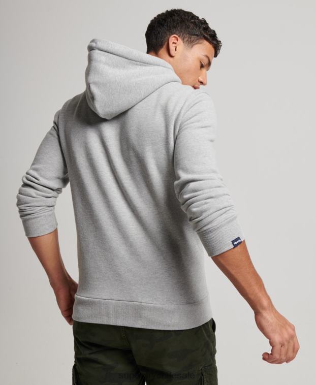 hombres Superdry gris claro sudadera con capucha vintage shadow 2R68Z706