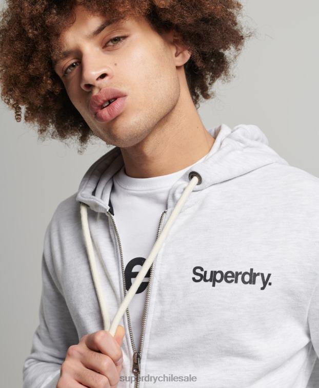 hombres Superdry gris claro sudadera con capucha y cremallera clásica con logo vintage core 2R68Z5150