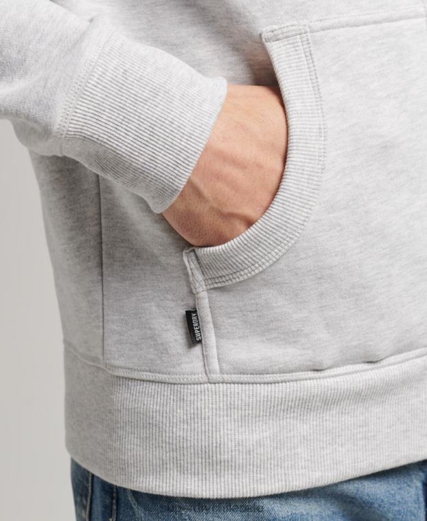 hombres Superdry gris claro sudadera con capucha y cremallera de algodón orgánico con logo vintage bordado 2R68Z641
