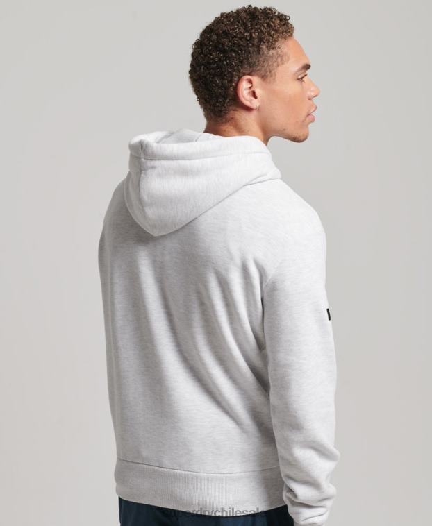 hombres Superdry gris claro sudadera con capucha y gráfico del logo central de algodón orgánico 2R68Z748