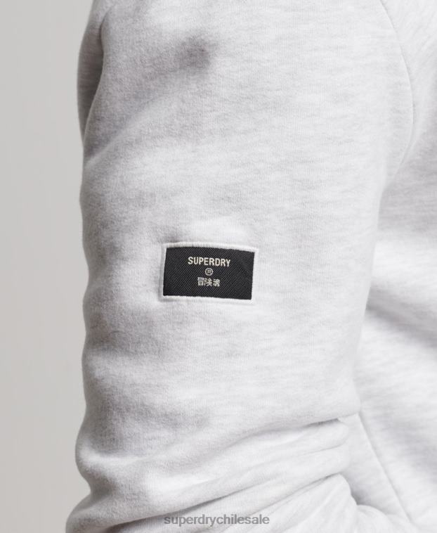 hombres Superdry gris claro sudadera con capucha y gráfico del logo central de algodón orgánico 2R68Z748