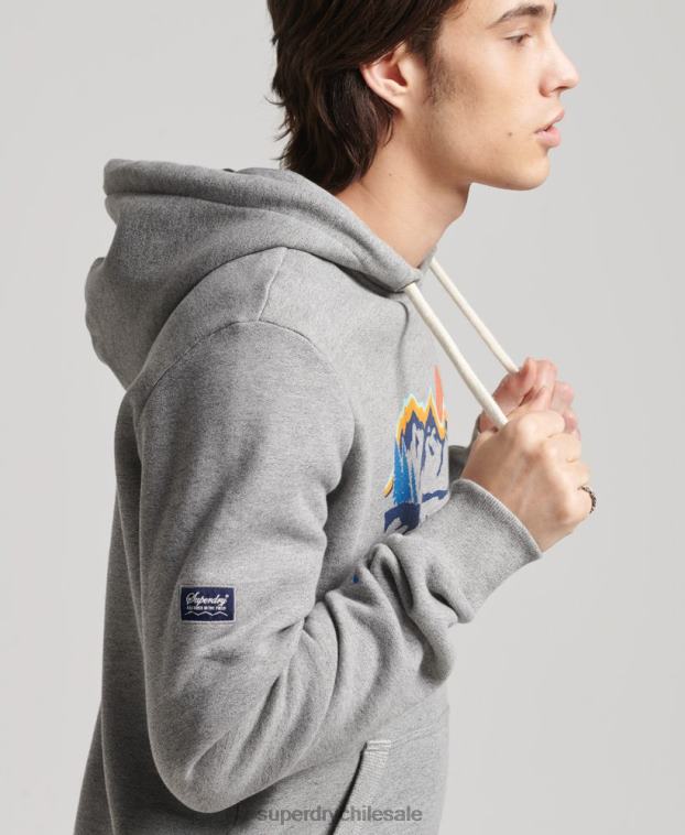 hombres Superdry gris claro sudadera con capucha y logo de core 2R68Z5129