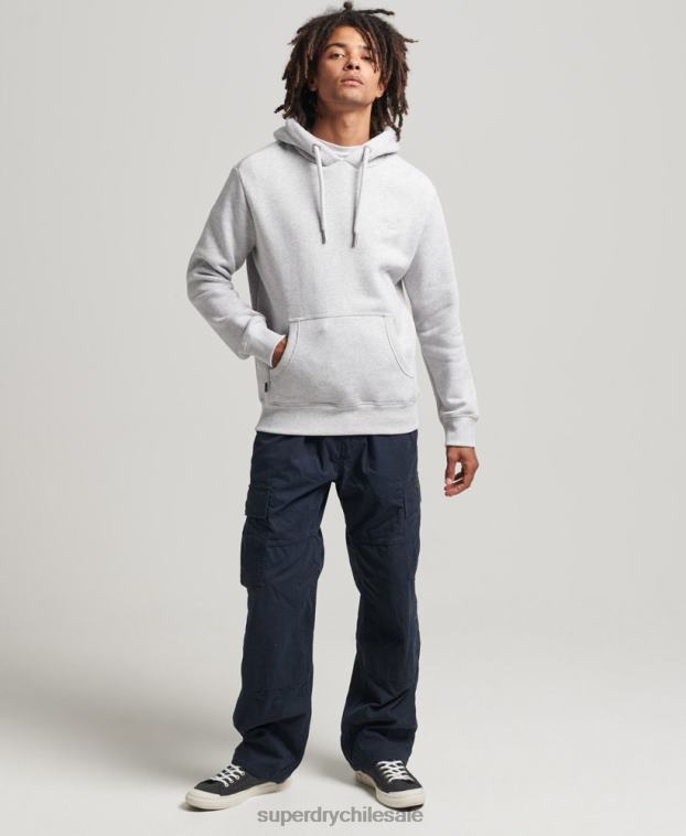 hombres Superdry gris claro sudadera con capucha y logo esencial de algodón orgánico 2R68Z616