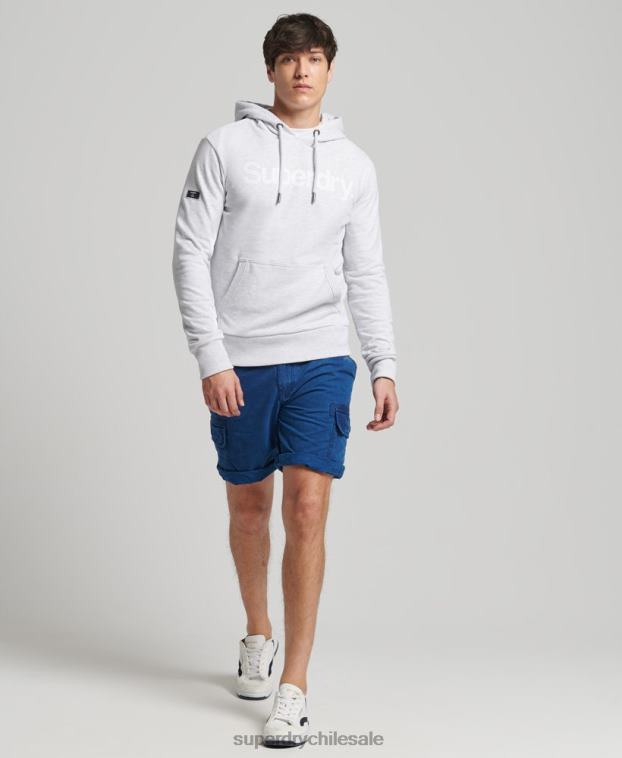 hombres Superdry gris claro sudadera con capucha y logo sin cepillar 2R68Z866