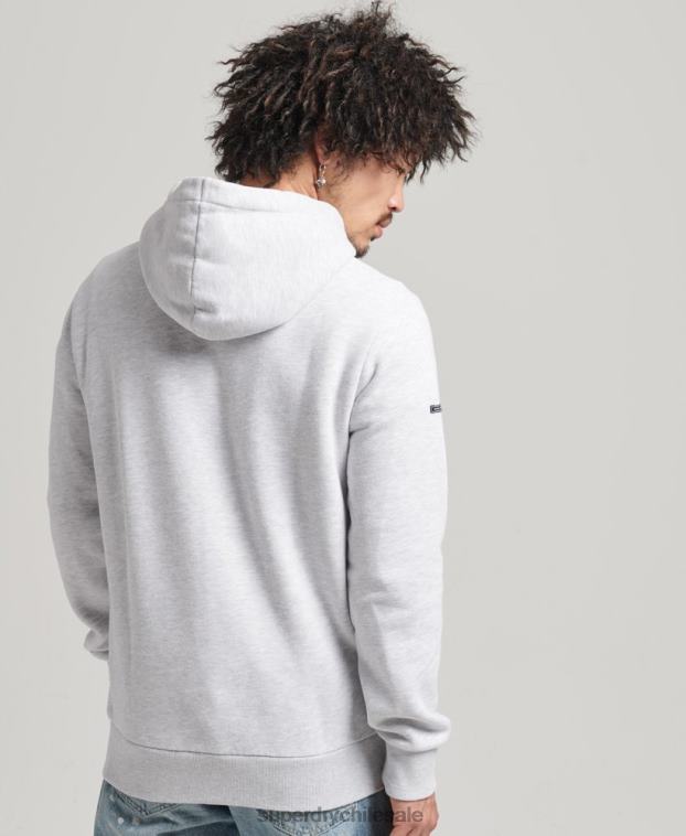 hombres Superdry gris claro sudadera con capucha y logo vintage 2R68Z5082