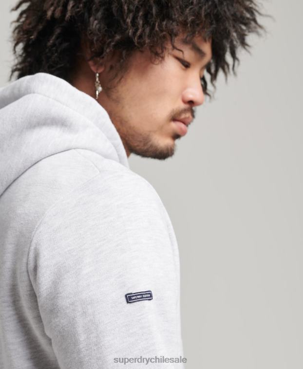 hombres Superdry gris claro sudadera con capucha y logo vintage 2R68Z5082