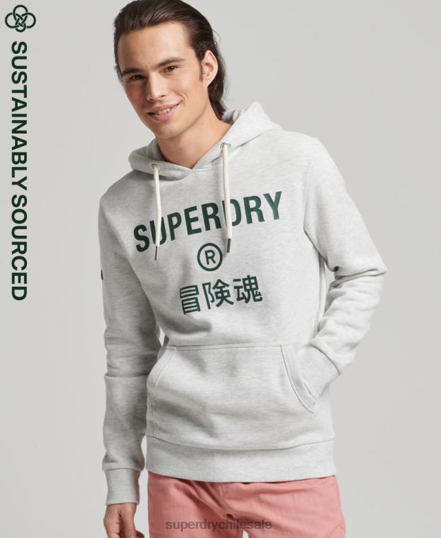 hombres Superdry gris claro sudadera con capucha y logo vintage 2R68Z5184