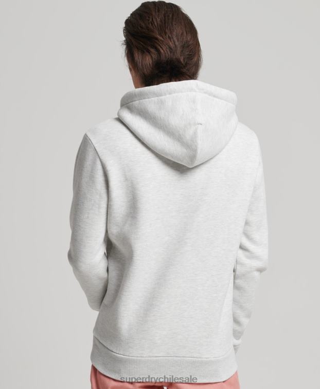 hombres Superdry gris claro sudadera con capucha y logo vintage 2R68Z5184