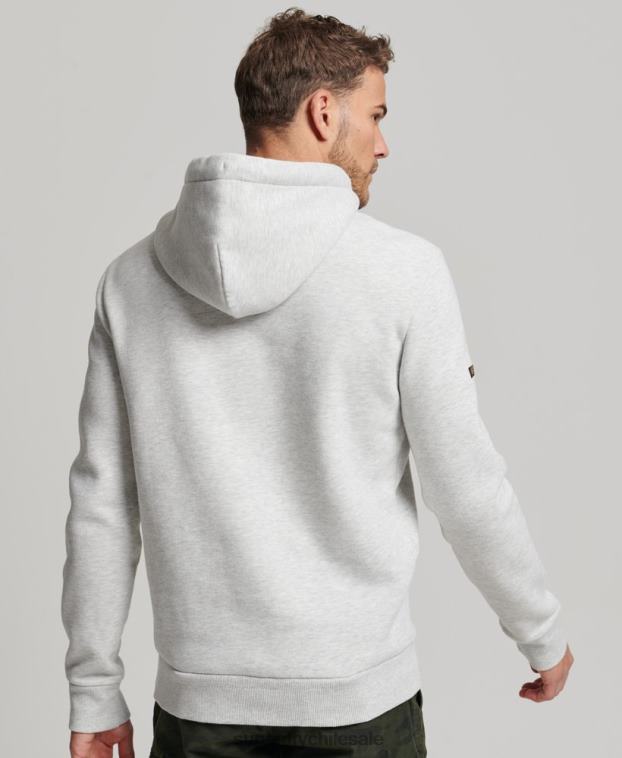 hombres Superdry gris claro sudadera con capucha y logo vintage 2R68Z615