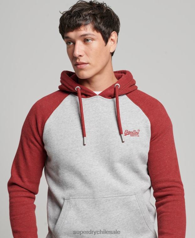 hombres Superdry gris claro sudadera con capucha y logo vintage 2R68Z784
