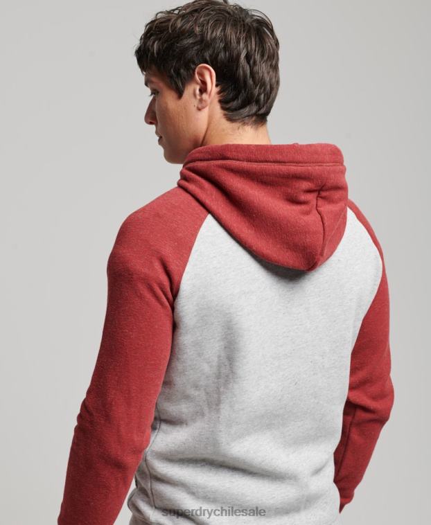 hombres Superdry gris claro sudadera con capucha y logo vintage 2R68Z784