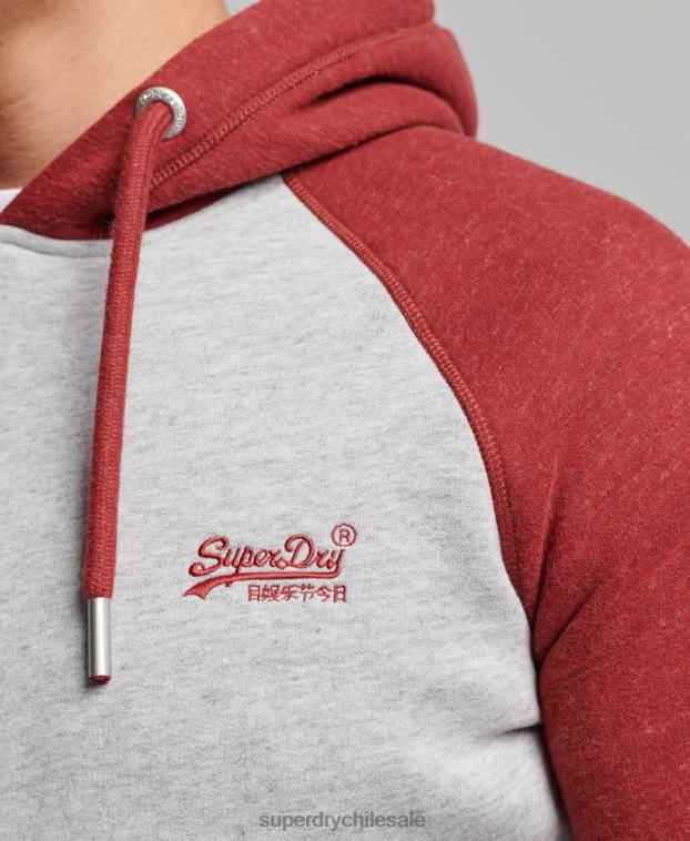 hombres Superdry gris claro sudadera con capucha y logo vintage 2R68Z784