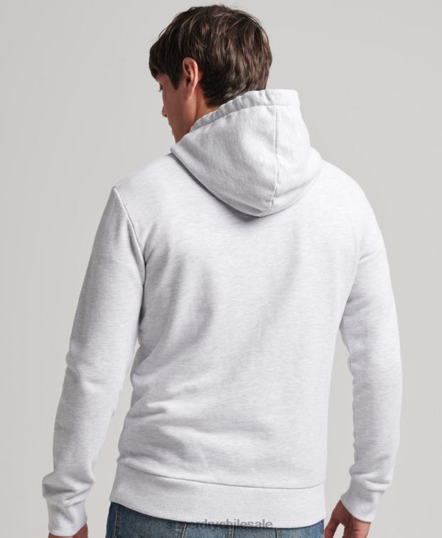 hombres Superdry gris claro sudadera con capucha y logo vintage 2R68Z853
