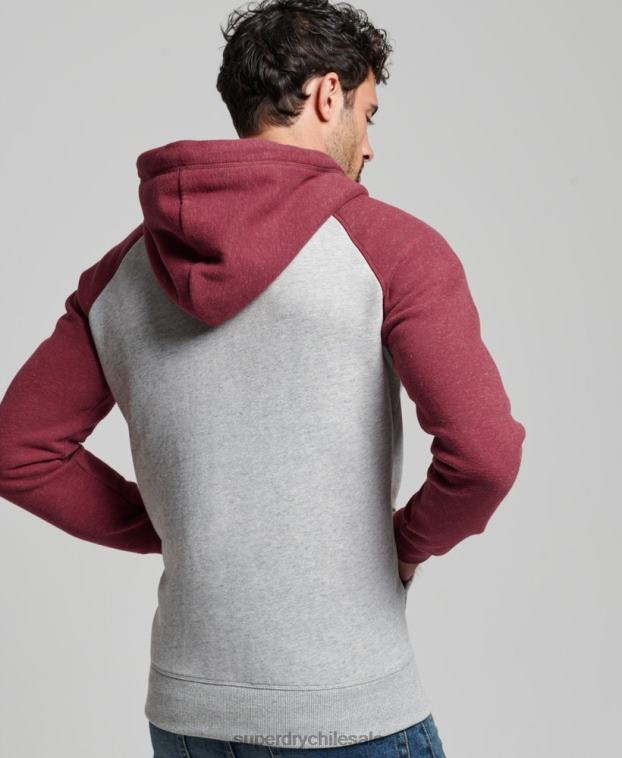 hombres Superdry gris claro sudadera con capucha y logo vintage bordado 2R68Z557