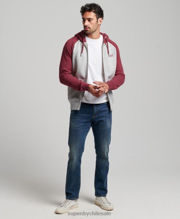 hombres Superdry gris claro sudadera con capucha y logo vintage bordado 2R68Z557