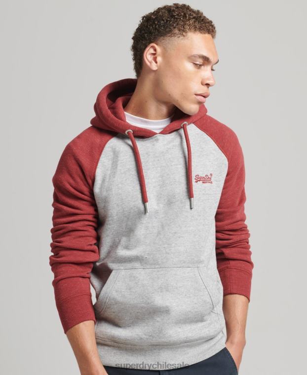 hombres Superdry gris claro sudadera con capucha y logo vintage de algodón orgánico 2R68Z548