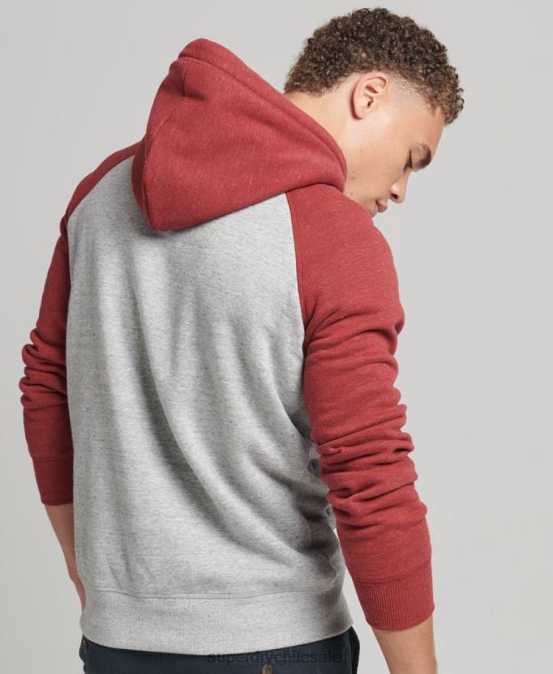 hombres Superdry gris claro sudadera con capucha y logo vintage de algodón orgánico 2R68Z548