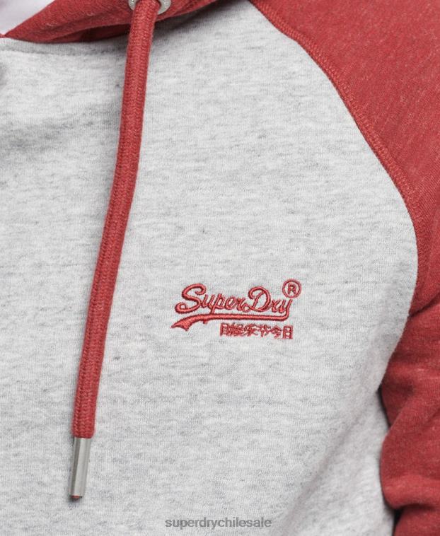 hombres Superdry gris claro sudadera con capucha y logo vintage de algodón orgánico 2R68Z548