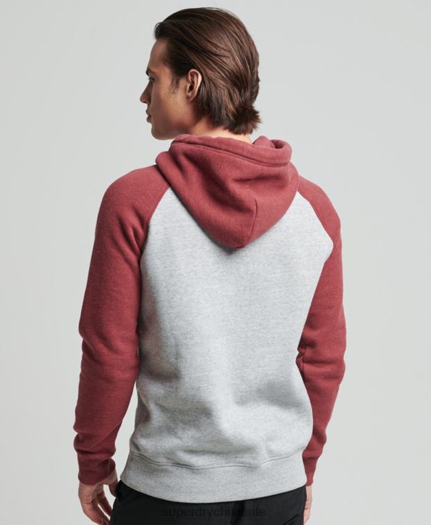hombres Superdry gris claro sudadera con capucha y logo vintage de algodón orgánico 2R68Z746