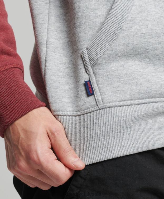 hombres Superdry gris claro sudadera con capucha y logo vintage de algodón orgánico 2R68Z746