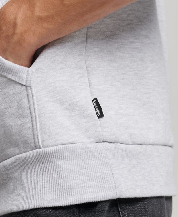hombres Superdry gris claro sudadera con capucha y pegatina de viaje 2R68Z720