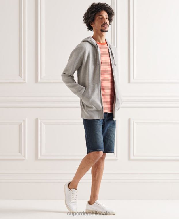 hombres Superdry gris claro sudadera con cremallera Essential de algodón orgánico 2R68Z5299