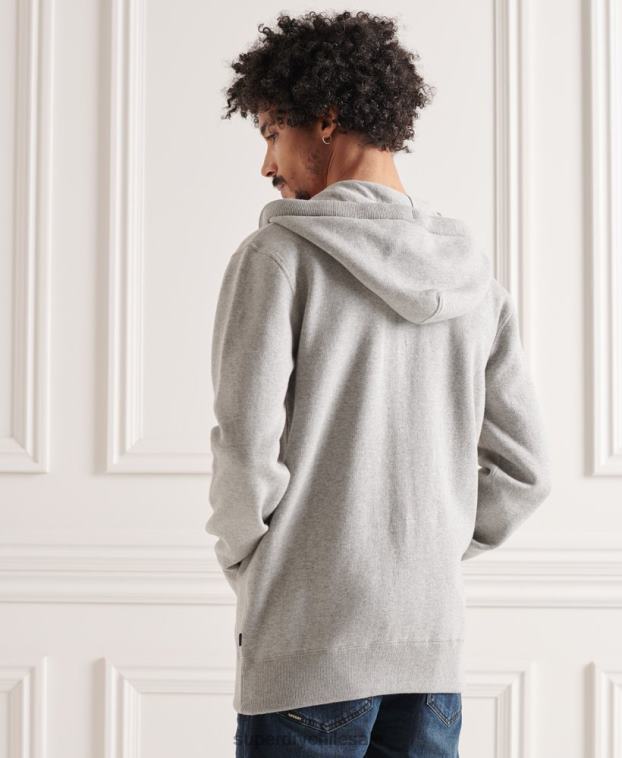 hombres Superdry gris claro sudadera con cremallera Essential de algodón orgánico 2R68Z5299