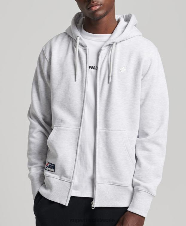 hombres Superdry gris claro sudadera con cremallera code essential 2R68Z887